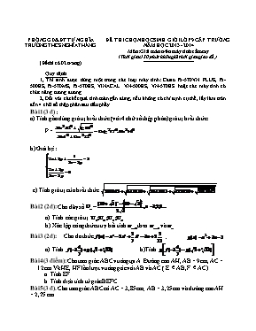 Đề thi chọn học sinh giỏi lớp 9 cấp trường năm học 2013 - 2014 môn giải Toán trên máy tính cầm tay - Trường THCS Nghĩa Thắng